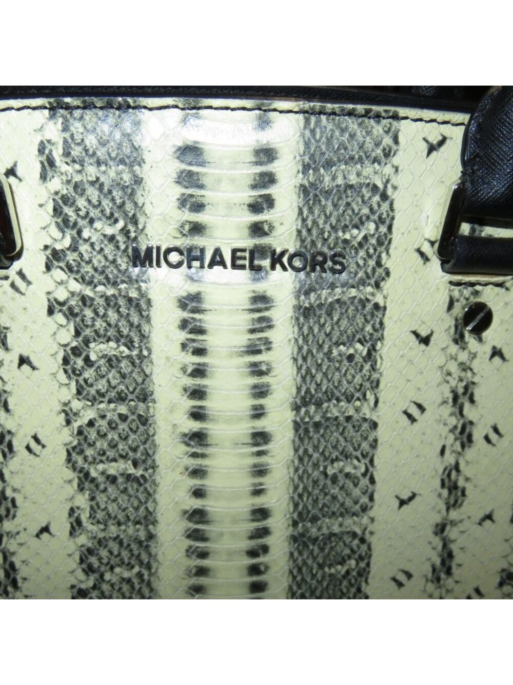 Michael Kors Selma Black & White Python Embossed Leather Tote - Picture 5 of 14